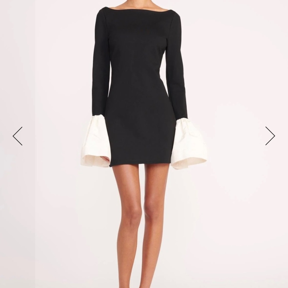 Staud HAWTHORNE DRESS BLACK IVORY